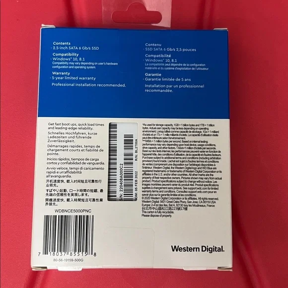 NIB WD Blue 500GB SATA SSD - Picture 3 of 3